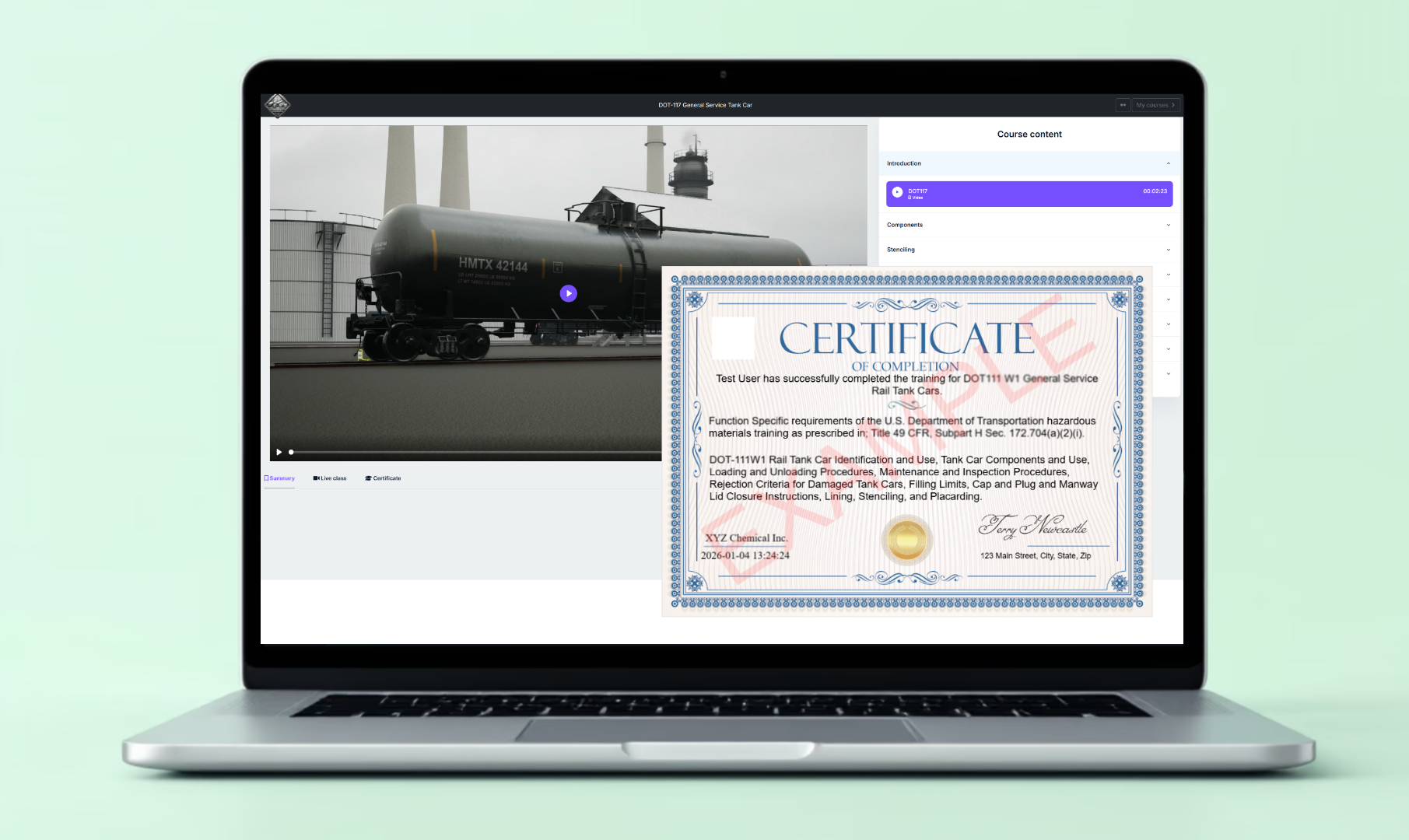 training, assessments, certifications, recordkeeping